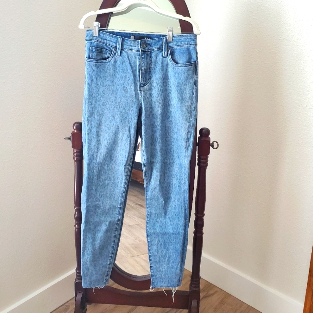 Kut from the Kloth Cheetah Print Denim Jeans Size 6